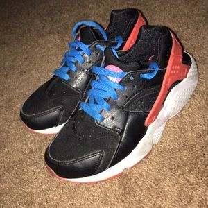 Black, Pink, Blue Huaraches with white soles